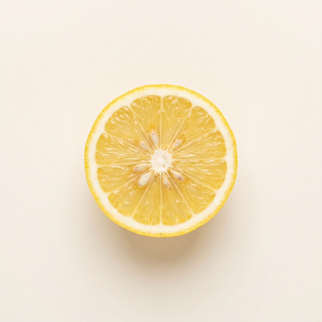 Citron skuren i halva med synligt fruktkött